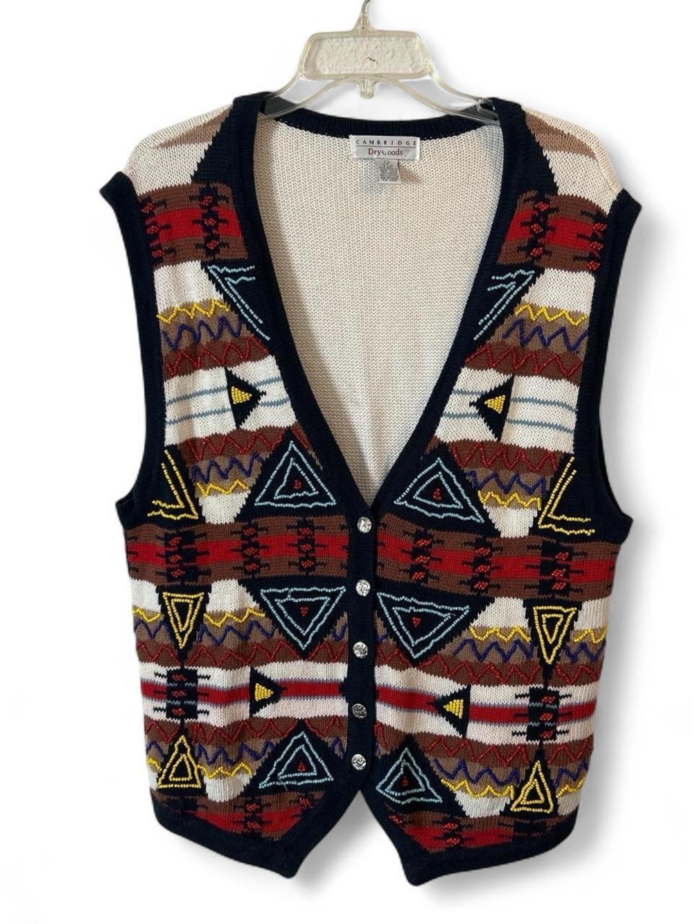 Cambridge dry goods vintage Aztec Southwest fully beaded patterned sweater vest
